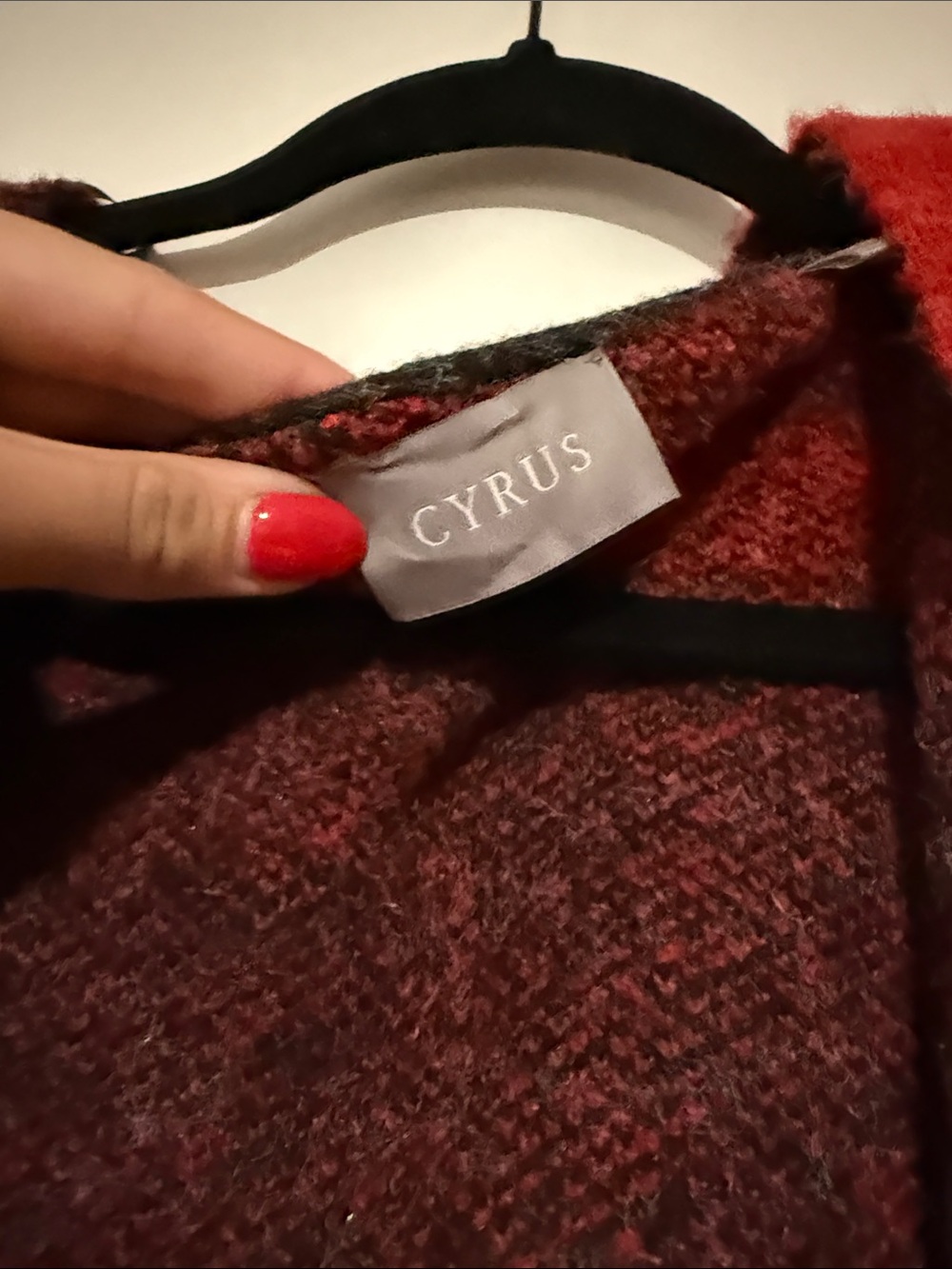 Red Plaid Open-Front Hooded Women's Sweater Cardigan - Picture 3 of 6